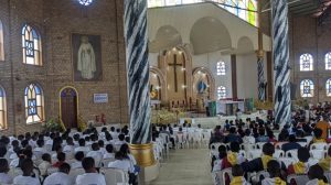 Misa celebrada por Monseñor Balthazar Ntivuguruzwa, Obispo del Diócesis de Kabgayi